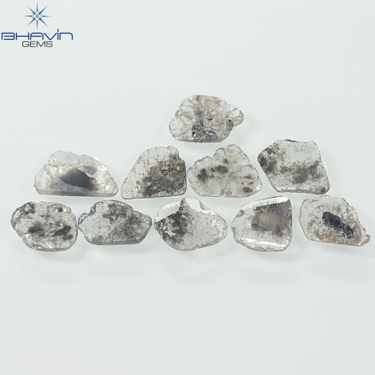 3.64 CT (10 Pcs) Slice Natural Diamond Salt And Pepper Color Clarity I3 (9.10 MM)