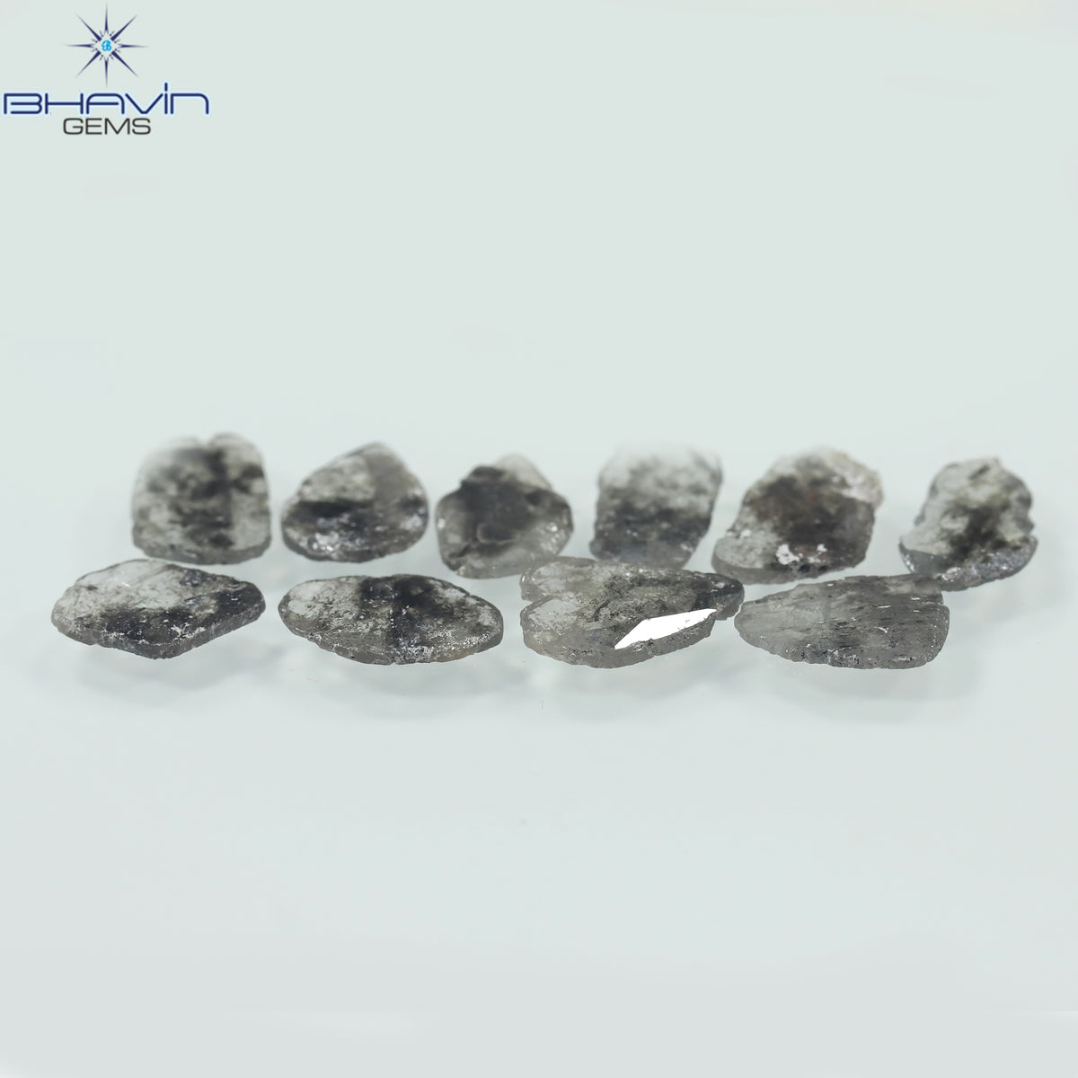 5.60 CT/10 個スライス ダイヤモンド ソルト アンド ペッパー カラー クラリティ I3 (10.17 MM)