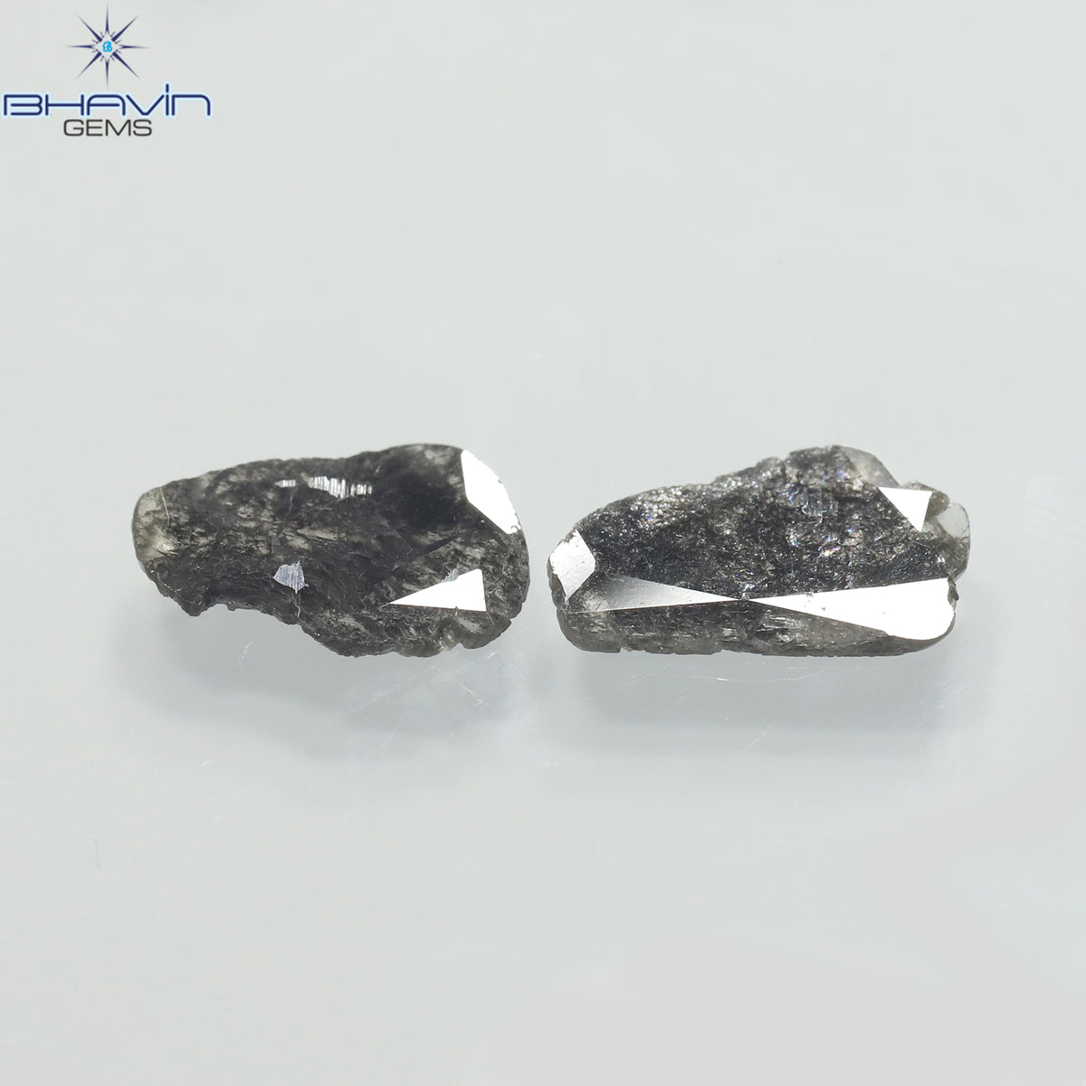 1.60 CT スライス形状 天然ダイヤモンド ソルト アンド ペッパー カラー I3 クラリティ (11.19 MM)