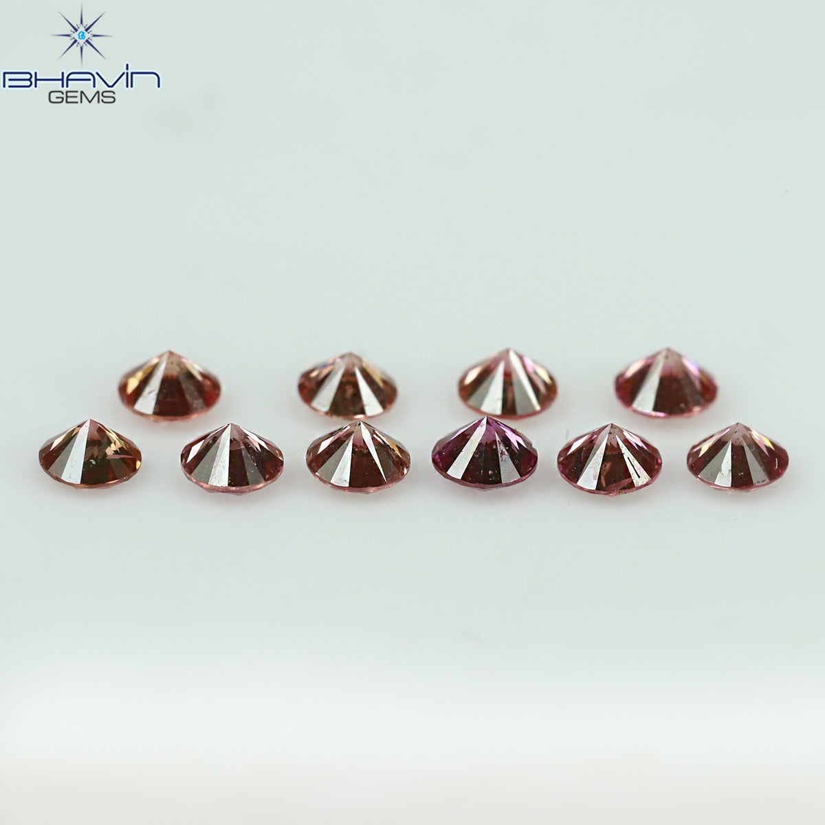 0.42 CT/10 個 ラウンド シェイプ ナチュラル ルース ダイヤモンド ピンク カラー SI クラリティ (2.25 MM)
