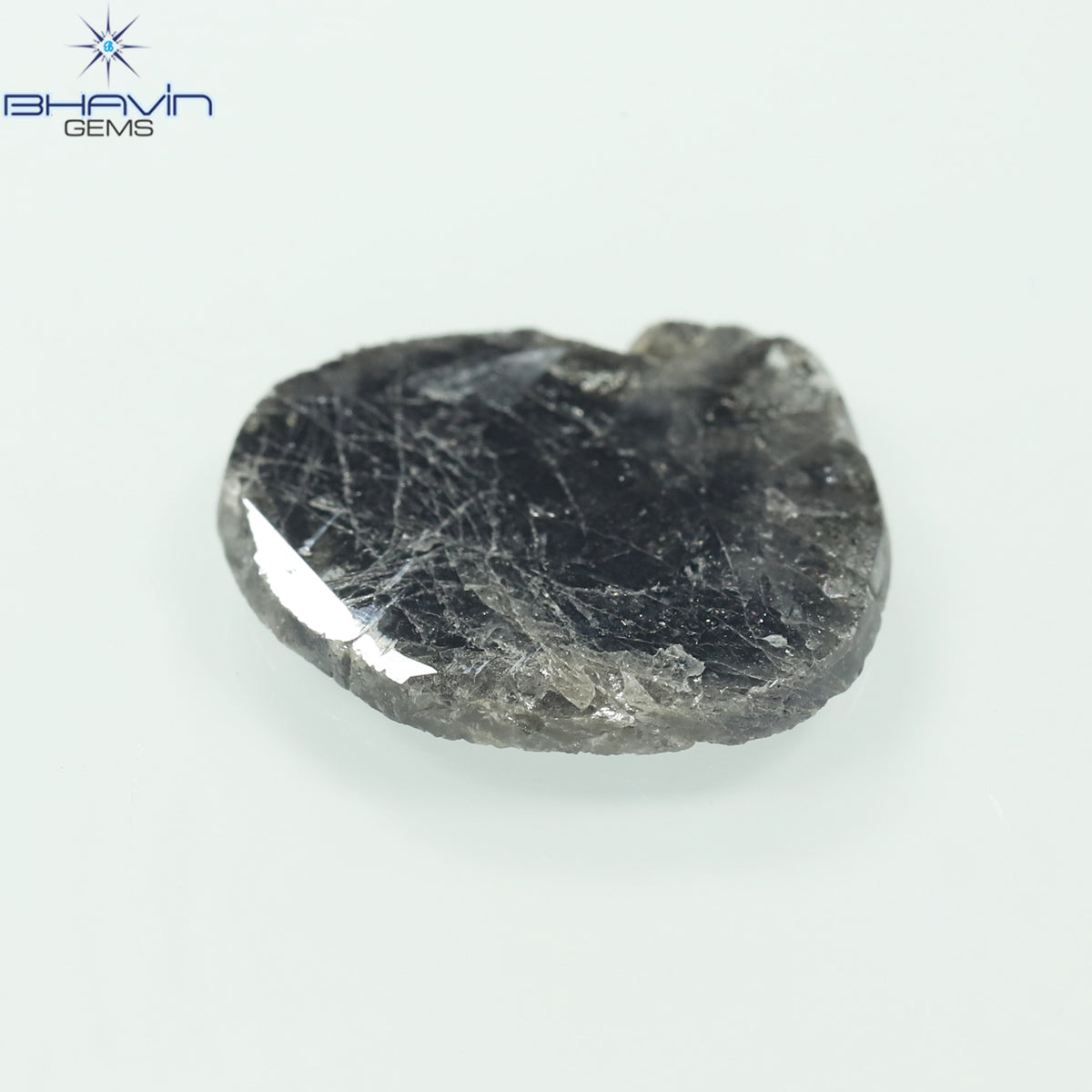 5.27 CT スライス シェイプ ナチュラル ダイヤモンド ソルト アンド ペッパー カラー I3 クラリティ (16.50 MM)