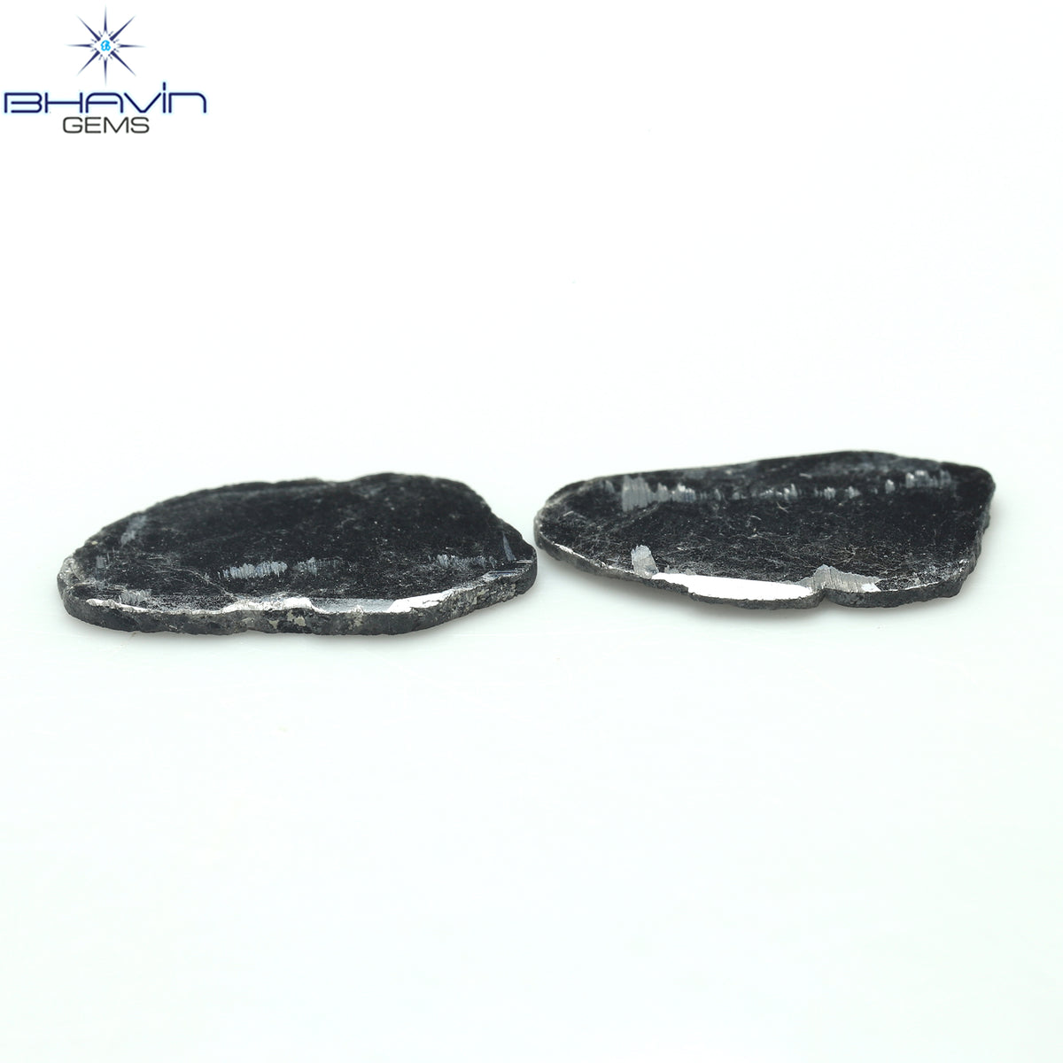 2.54 CT/2 ピース スライス シェイプ ナチュラル ダイヤモンド ブラック カラー I3 クラリティ (13.15 MM)