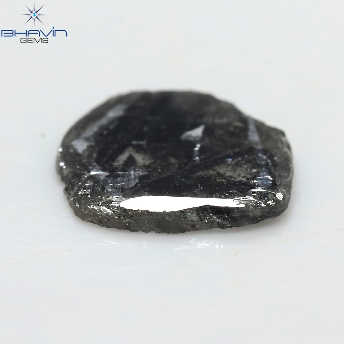 1.96 CT スライス形状 天然ダイヤモンド ソルト アンド ペッパー カラー I3 クラリティ (12.35 MM)