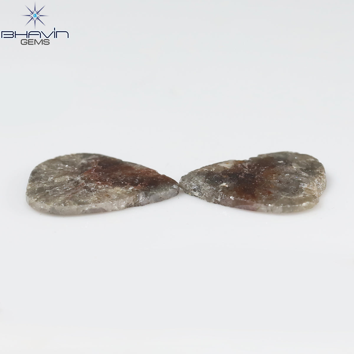 3.93 CT/2 Pcs Natural Pear Slice Diamond Salt And Pepper Color Clarity I3 (13.24 MM)