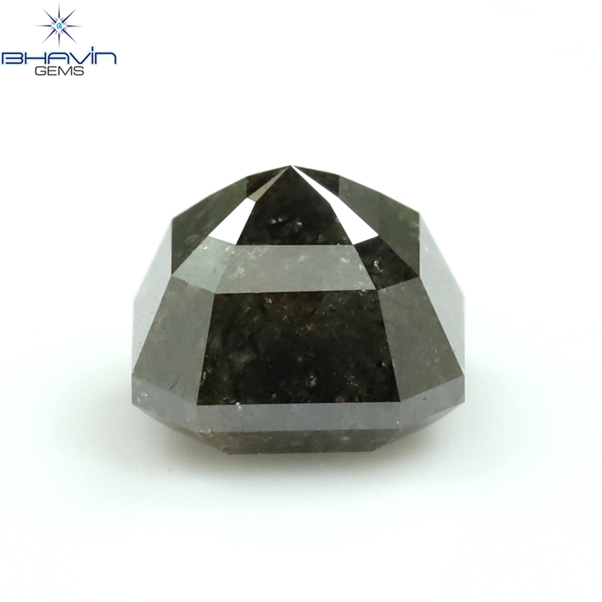 1.00 CT アッシャー シェイプ ナチュラル ダイヤモンド ソルト アンド ペッパー カラー I3 クラリティ (5.72 MM)