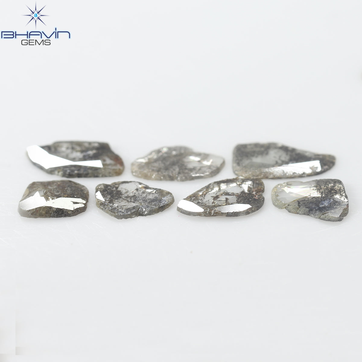 2.23 CT (7 Pcs) Slice Natural Diamond Salt And Pepper Color Clarity I3 (9.06 MM)