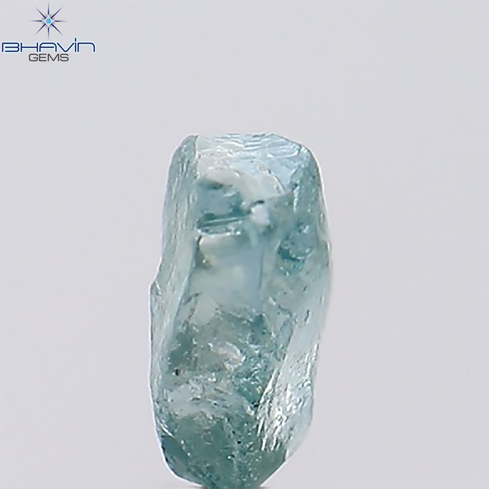 0.62 CT Rough Natural Diamond Enhanced Greenish Blue Color Clarity SI1 (5.37 MM)