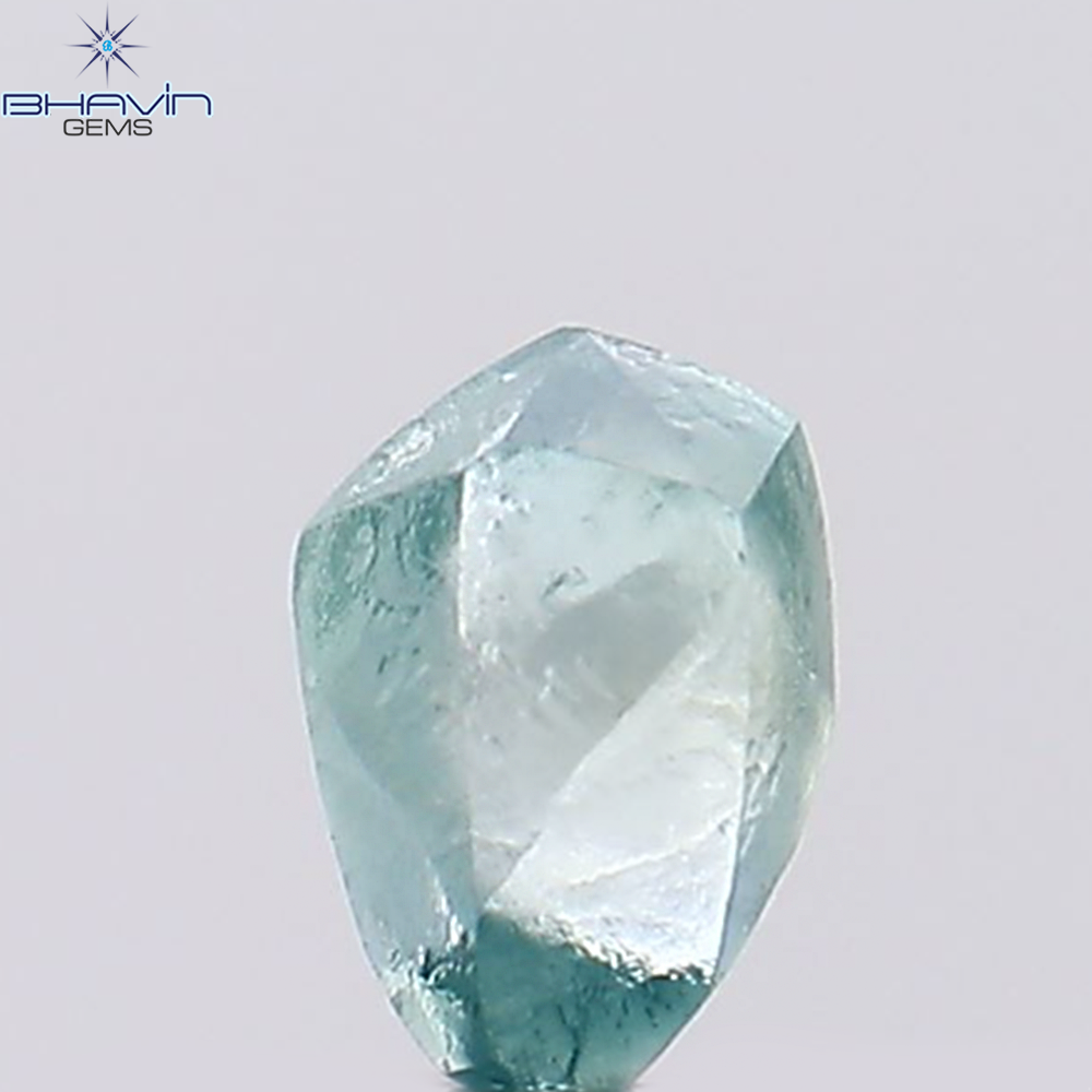 0.36 CT、ラフシェイプ、天然ダイヤモンド、緑がかった青色、VS1 クラリティ (4.78 MM)