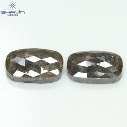 4.71 CT(2 Pcs) Cushion Shape Natural Diamond Salt And Pepper (Brown) Color I3 Clarity (10.45 MM)