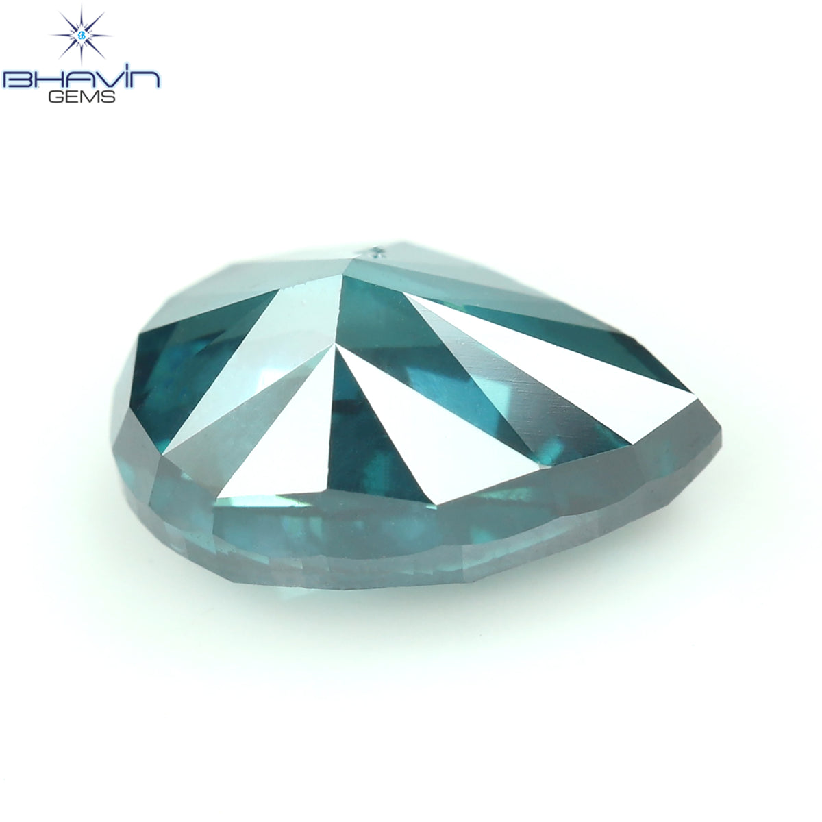 0.90 CT Pear Natural Diamond Enhanced Greenish Blue Color Clarity SI2 (4.38 MM)