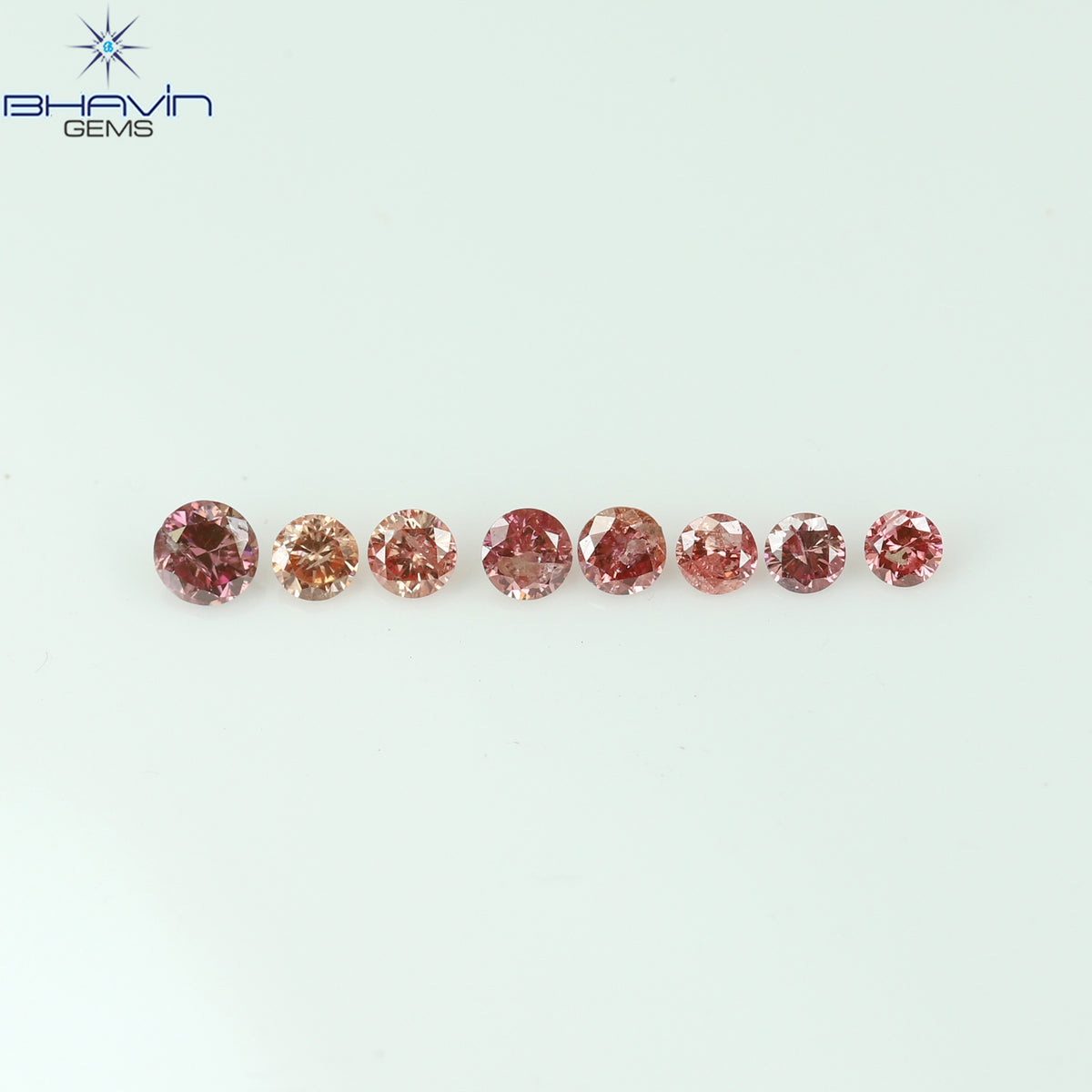 0.19 CT/8 Pcs Natural Round Diamond Enhanced Pink Color Clarity I2 (2.00 MM)