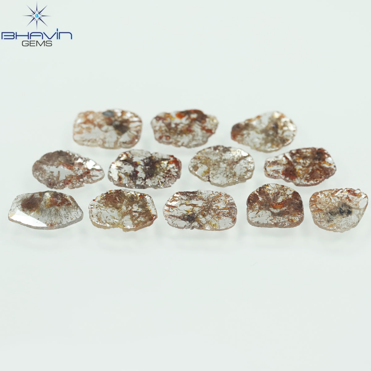 4.35 CT (12 Pcs) Slice Natural Diamond Brown Color Clarity I3 (8.34 MM)