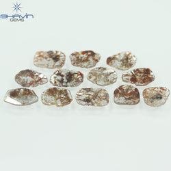 4.35 CT/12 Pcs Slice Shape Natural Loose Diamond Brown Color I3 Clarity (8.34 MM)