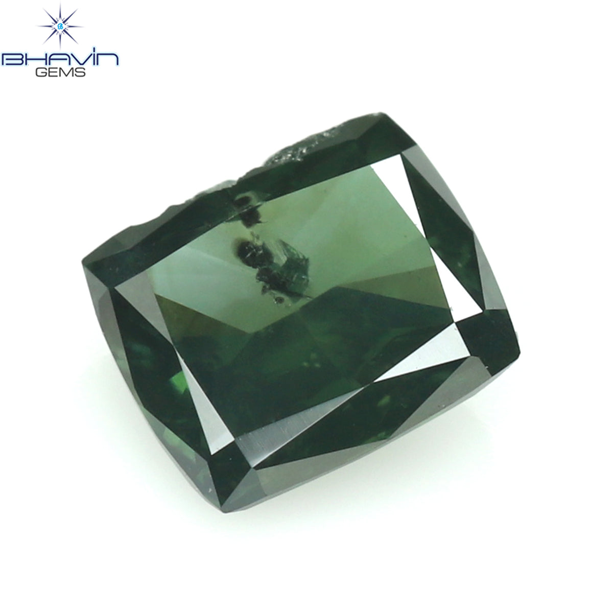 0.28 CT Natural Cushion Diamond Enhanced Bluish Green Color Clarity I1 (4.22 MM)