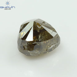 1.02 CT Heart Shape Natural Diamond Green Brown Color I3 Clarity (5.64 MM)