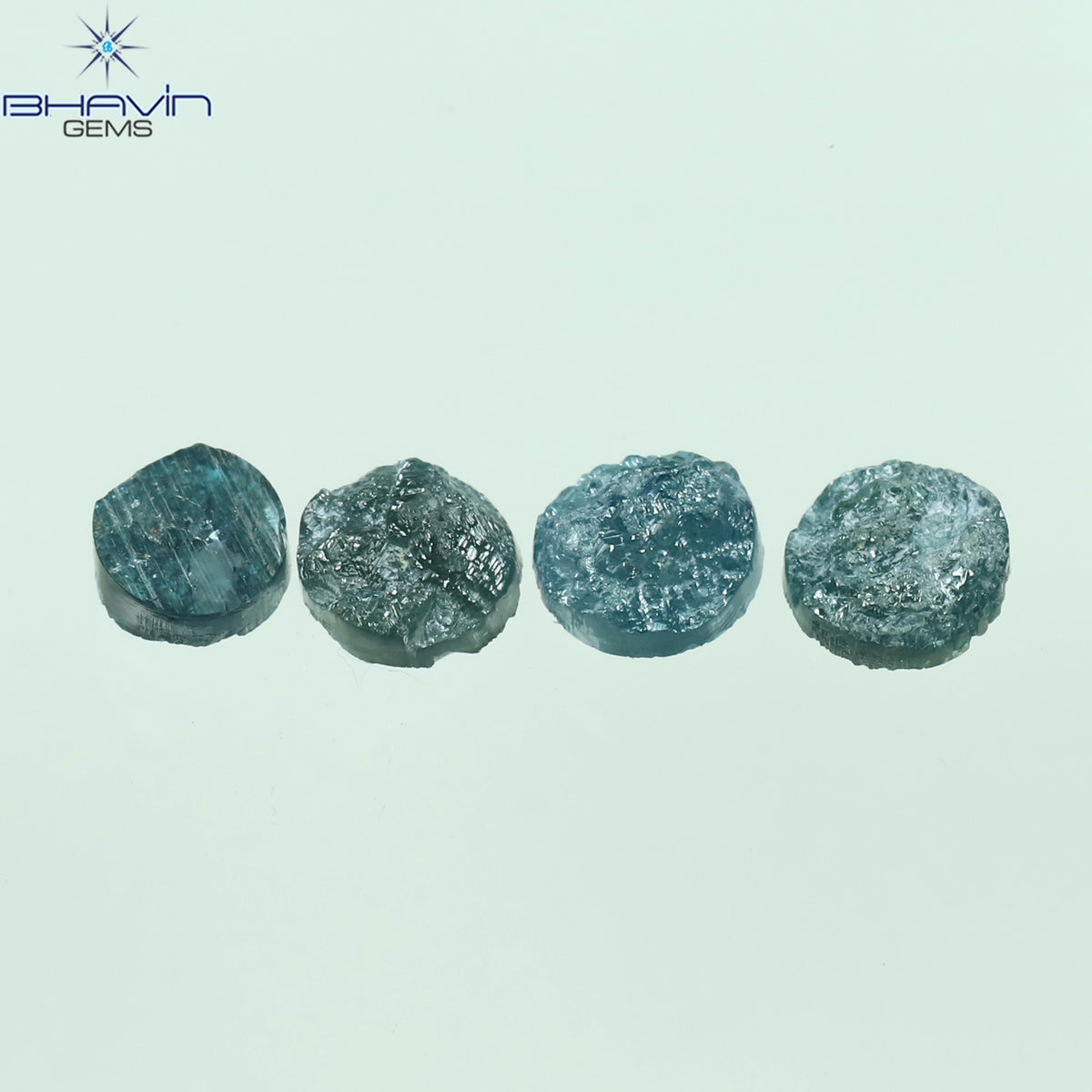 1.05 CT、ノーカット ポルキ シェイプ、天然ダイヤモンド、ブルー カラー、I3 クラリティ (5.42 MM)