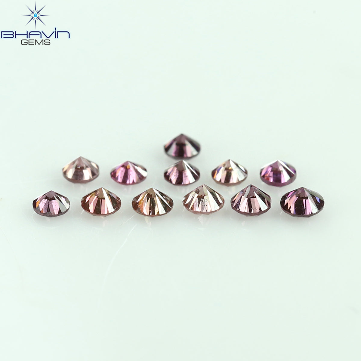 0.22 CT/12 ピース ラウンド シェイプ ナチュラル ルース ダイヤモンド ピンク カラー VS-SI クラリティ (1.75 MM)