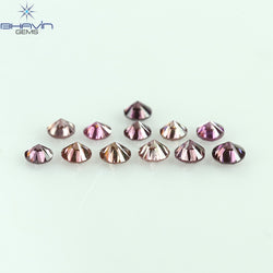0.22 CT/12 Pcs Round Shape Natural Loose Diamond Pink Color VS-SI Clarity (1.75 MM)