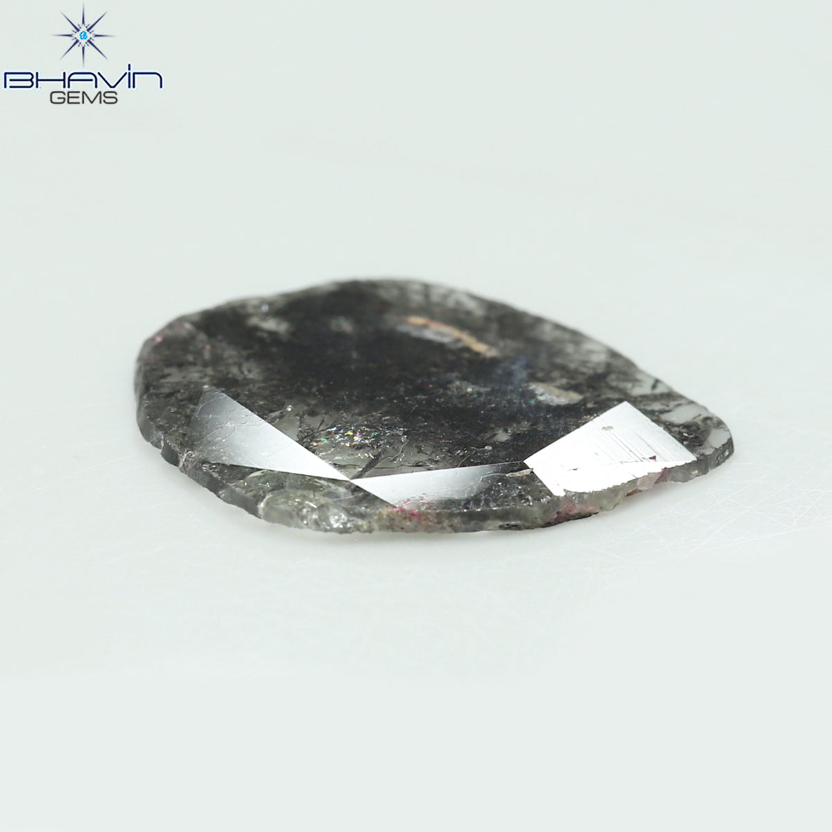 3.67 CT ペア スライス シェイプ ナチュラル ダイヤモンド ソルト アンド ペッパー カラー I3 クラリティ (17.07 MM)