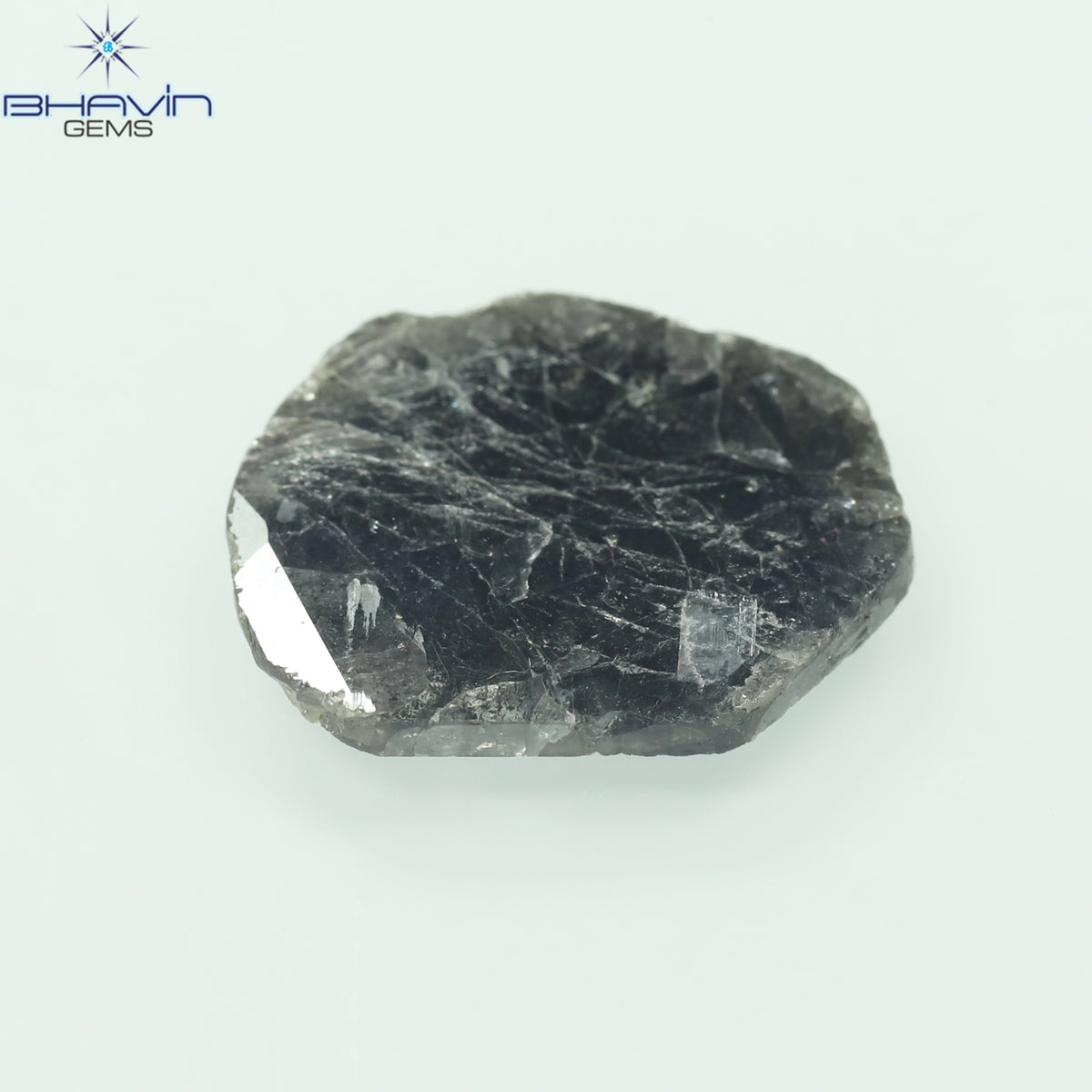 5.70 CT スライス シェイプ ナチュラル ダイヤモンド ソルト アンド ペッパー カラー I3 クラリティ (17.50 MM)