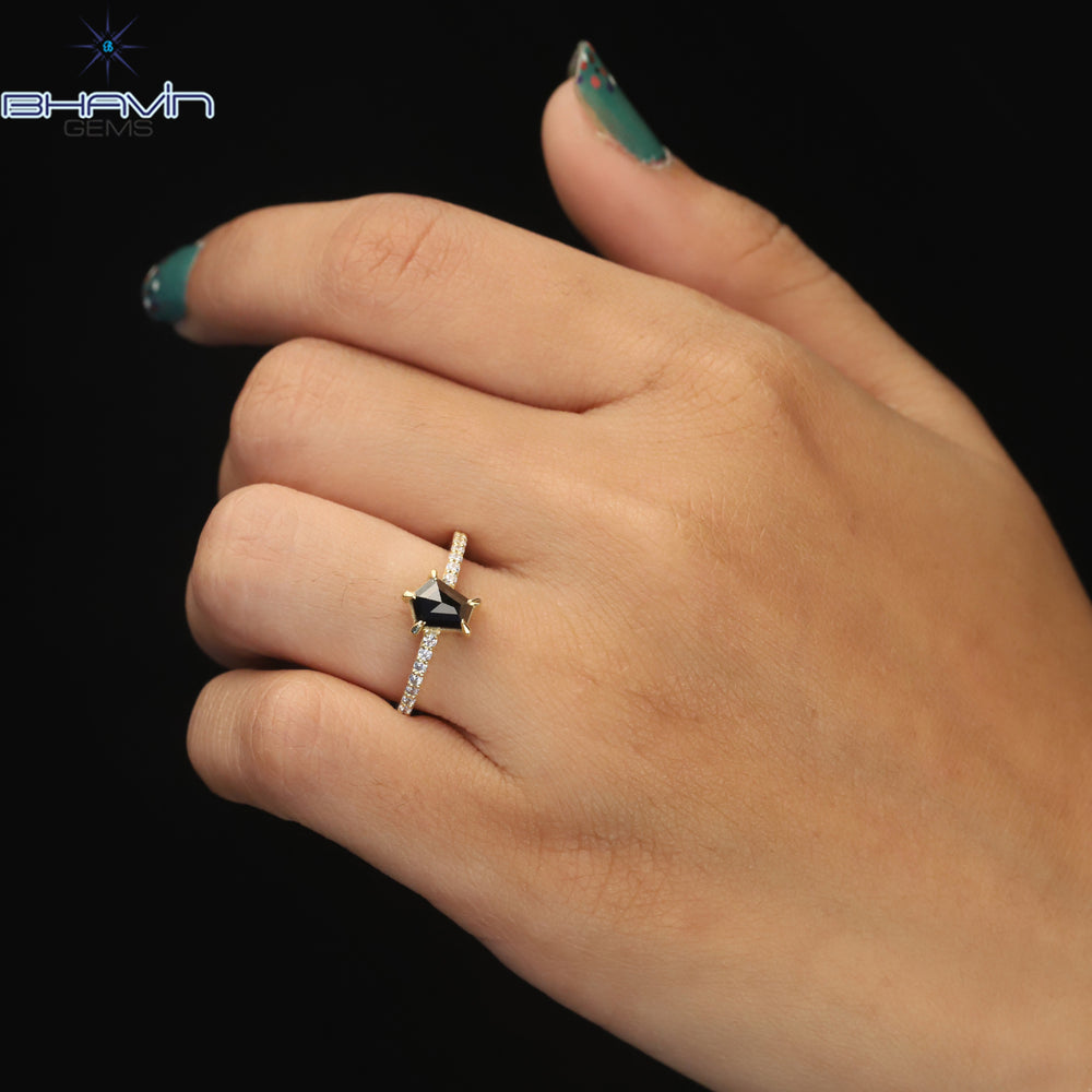 コフィン ダイヤモンド ブラック ダイヤモンド 天然ダイヤモンド リング ゴールド リング 婚約指輪