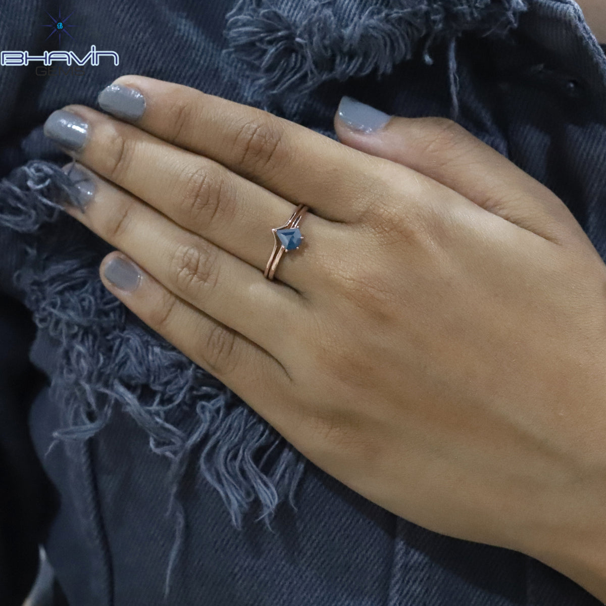 五角形ダイヤモンド、ブルーダイヤモンド、天然ダイヤモンドリング、婚約指輪、結婚指輪、ダイヤモンドリング