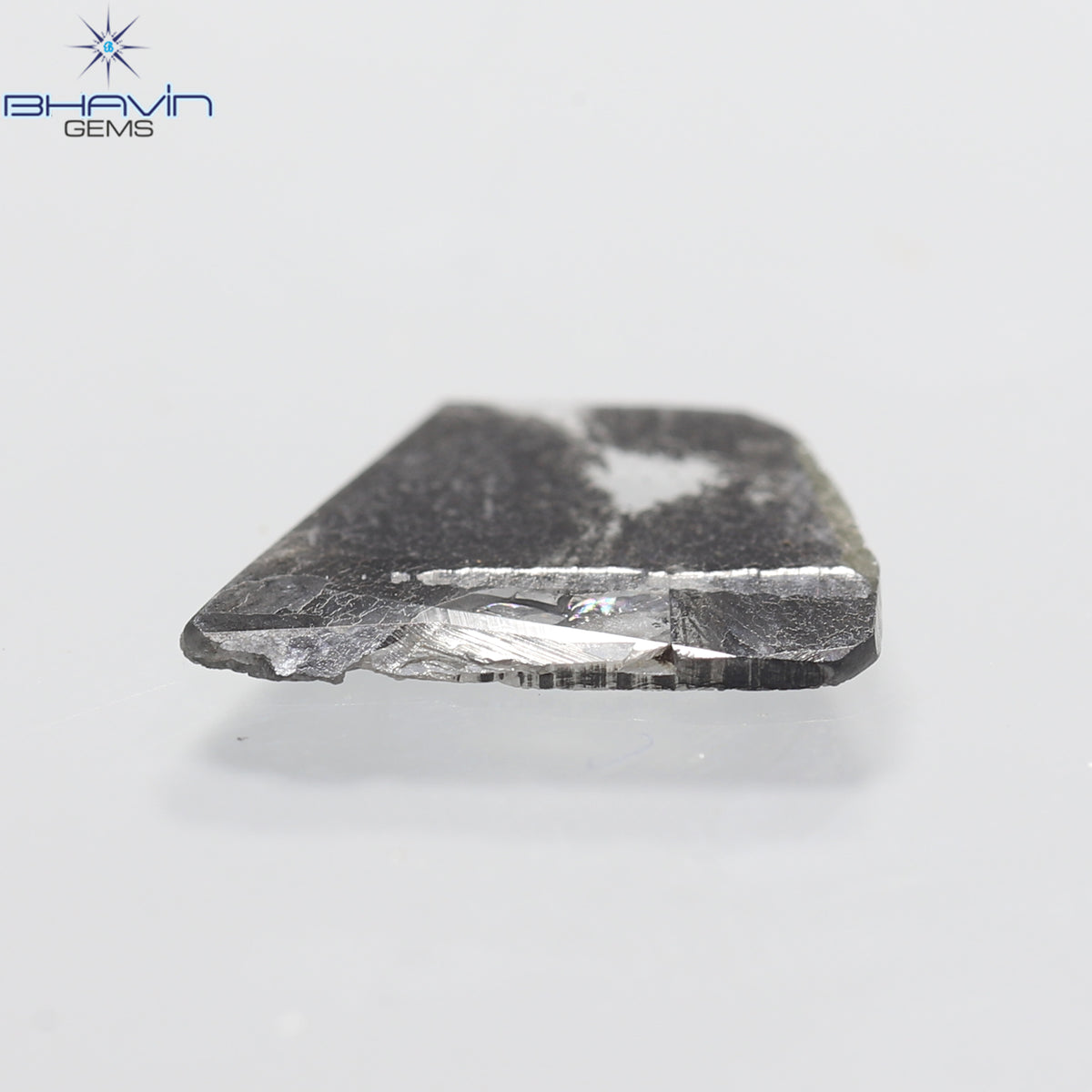 1.07 CT スライス シェイプ ナチュラル ダイヤモンド ソルト アンド ペッパー カラー I3 クラリティ (12.09 MM)