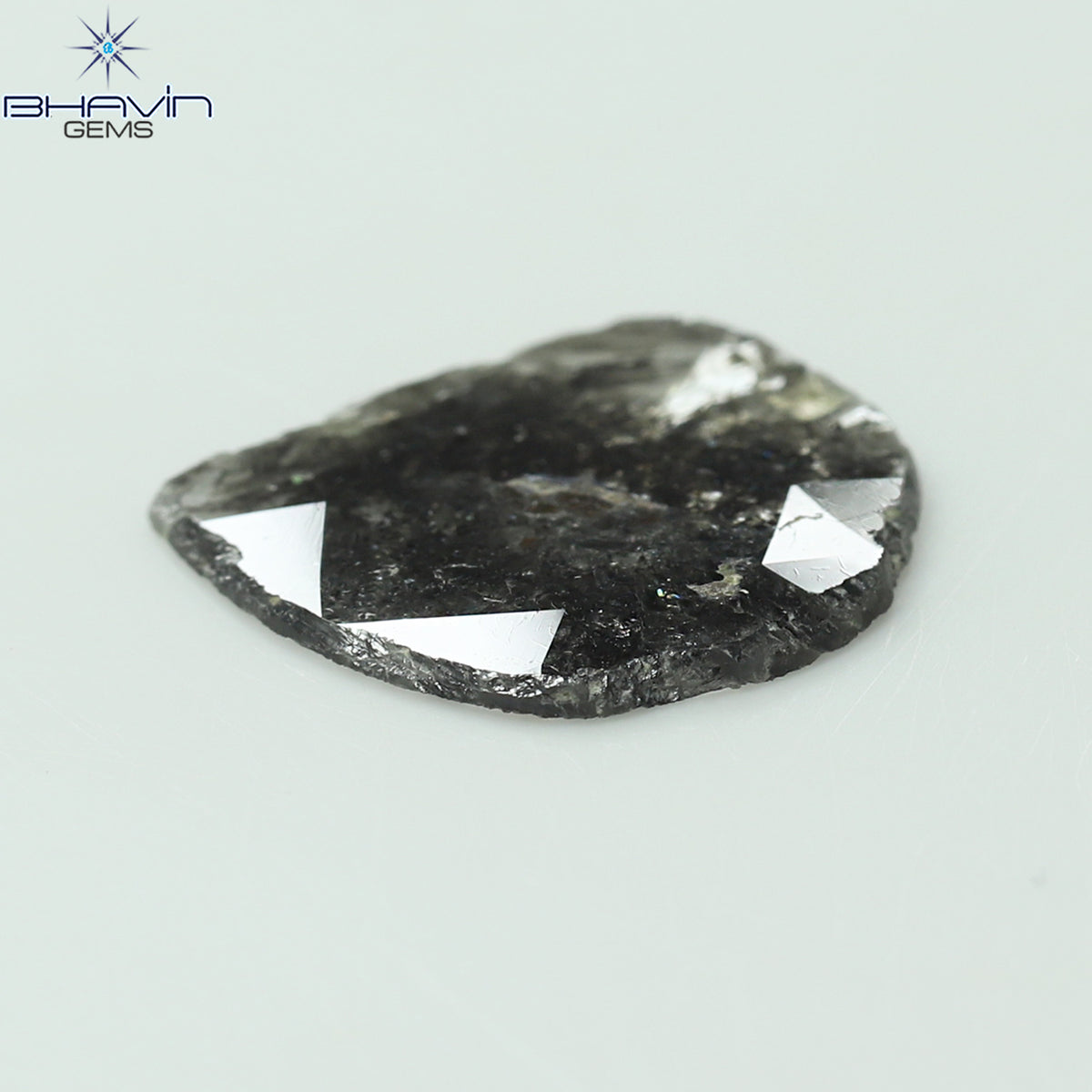 3.38 CT スライス シェイプ ナチュラル ダイヤモンド ソルト アンド ペッパー カラー I3 クラリティ (15.37 MM)