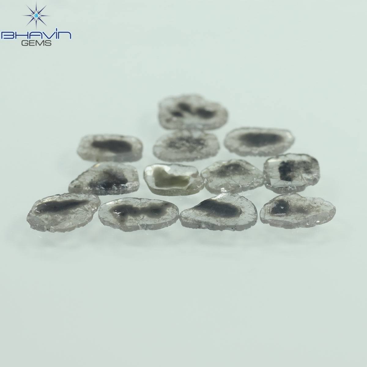 3.23 CT (12 Pcs) Slice Natural Diamond Salt And Pepper Color Clarity I3 (7.17 MM)