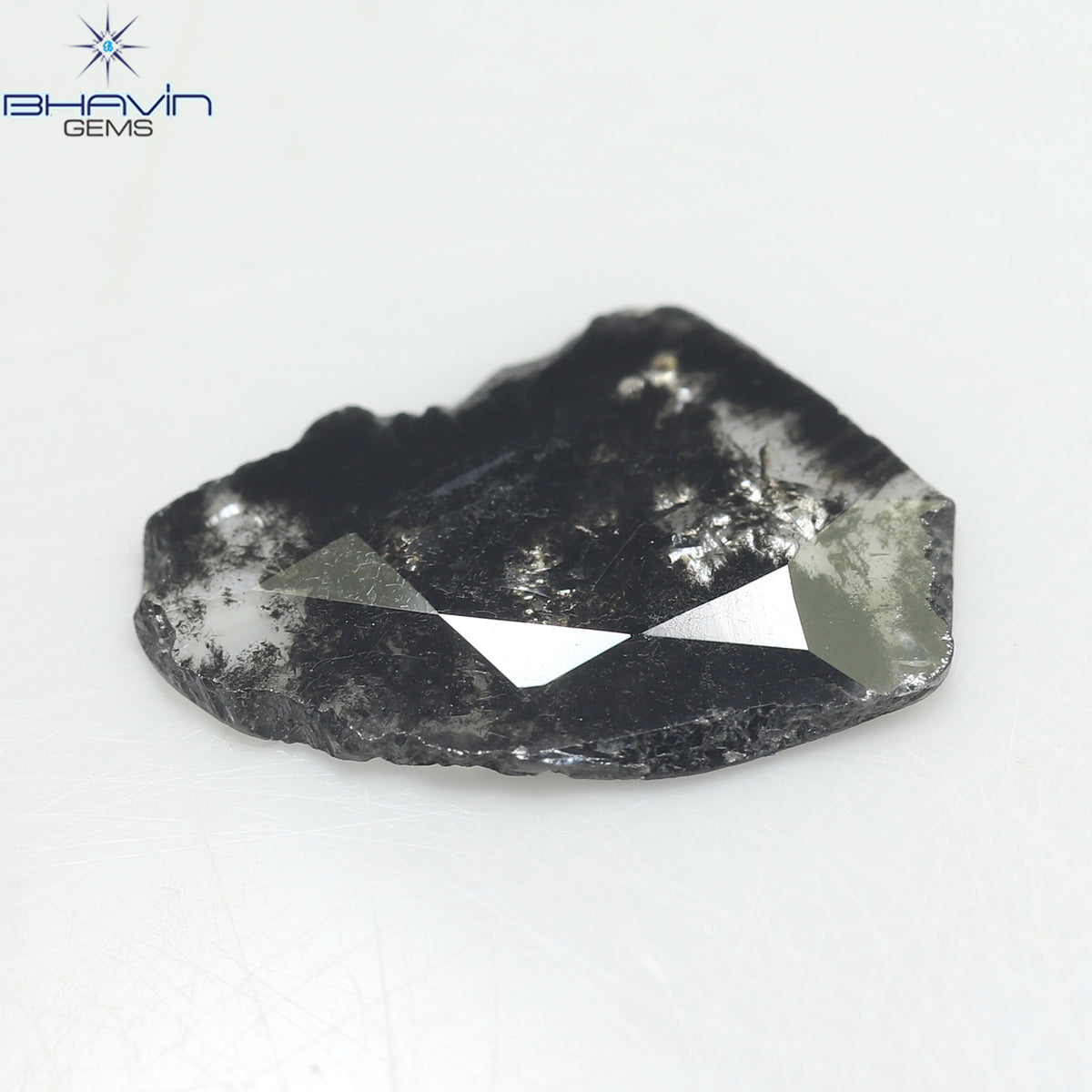 1.64 CT スライス シェイプ ナチュラル ダイヤモンド ソルト アンド ペッパー カラー I3 クラリティ (13.10 MM)