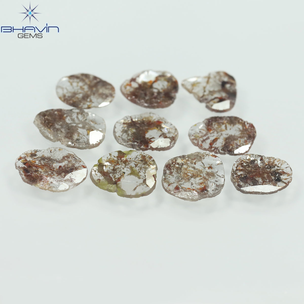 5.21 CT (10 Pcs) Slice Natural Diamond Brown Color Clarity I3 (9.76 MM)