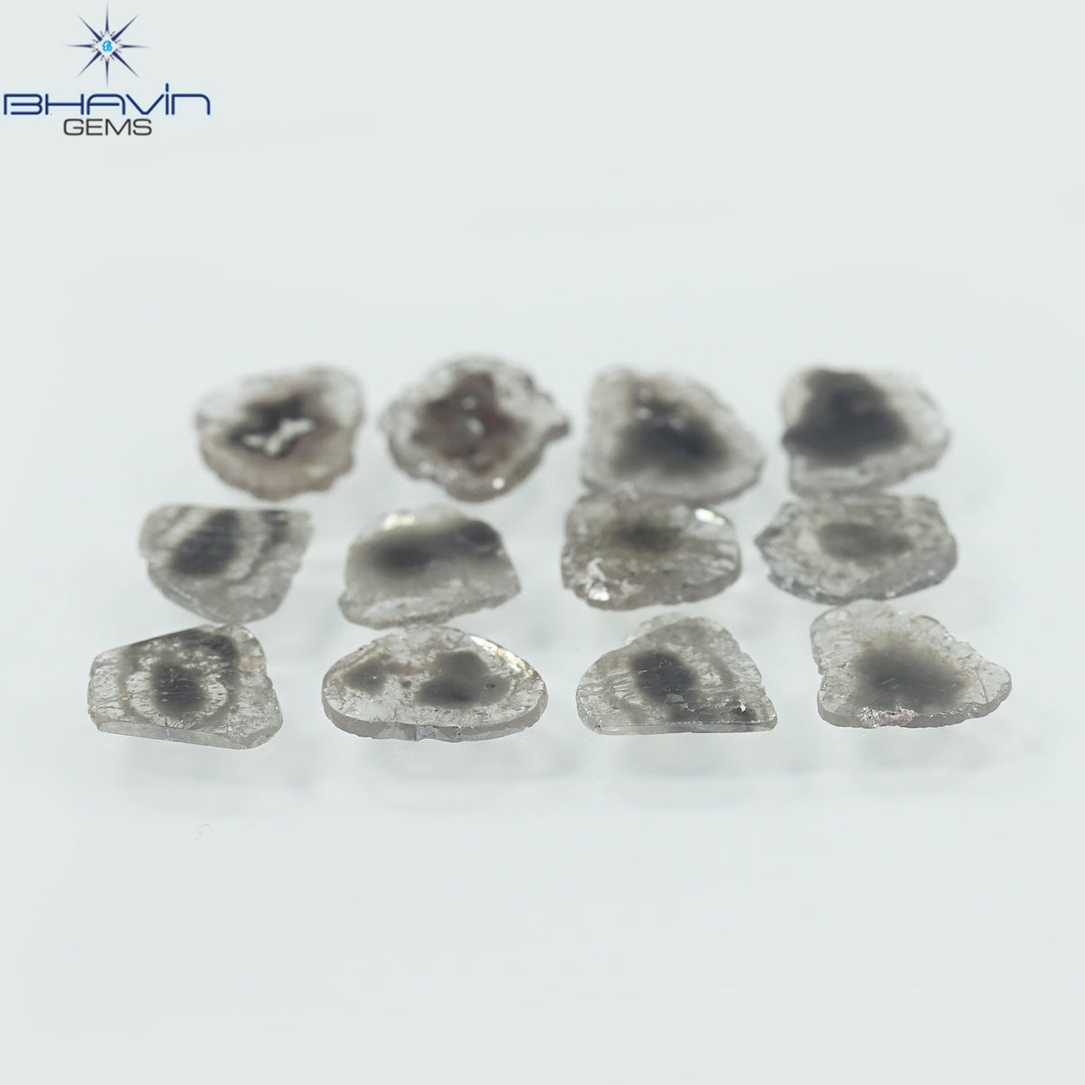 4.05 CT (12 Pcs) Slice Natural Diamond Salt And Pepper Color Clarity I3 (8.26 MM)
