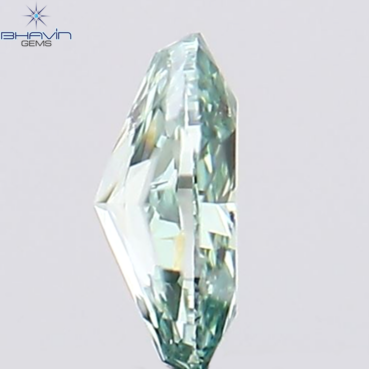 0.07 CT オーバル シェイプ ナチュラル ダイヤモンド グリーンがかったブルー カラー VS1 クラリティ (3.08 MM)