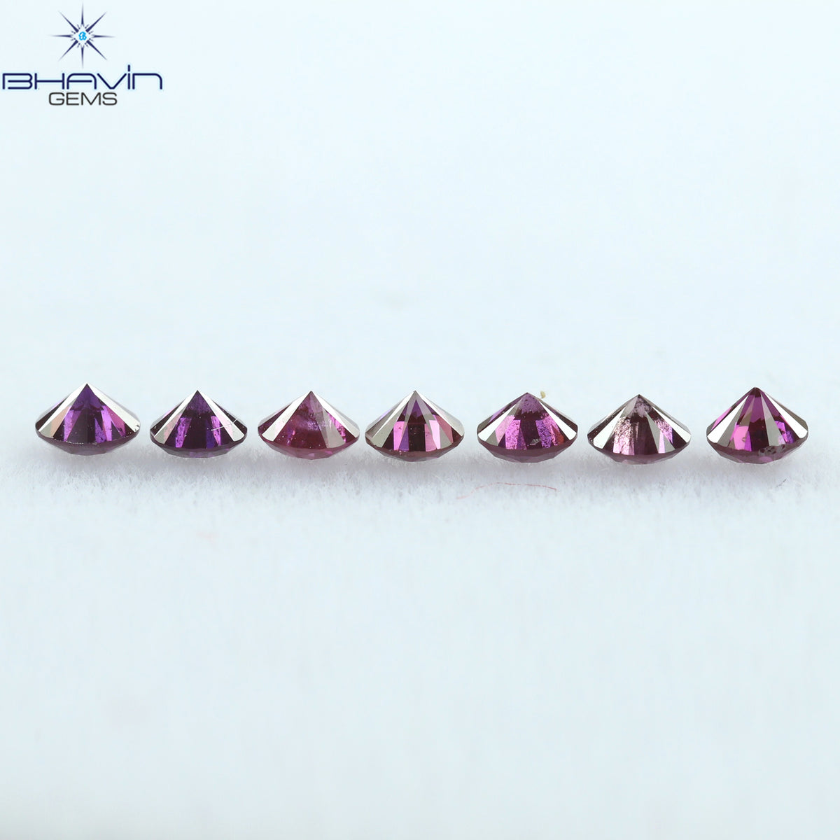 0.39 CT/7 Pcs Natural Round Diamond Enhanced Pink Color Clarity I1 (2.40 MM)