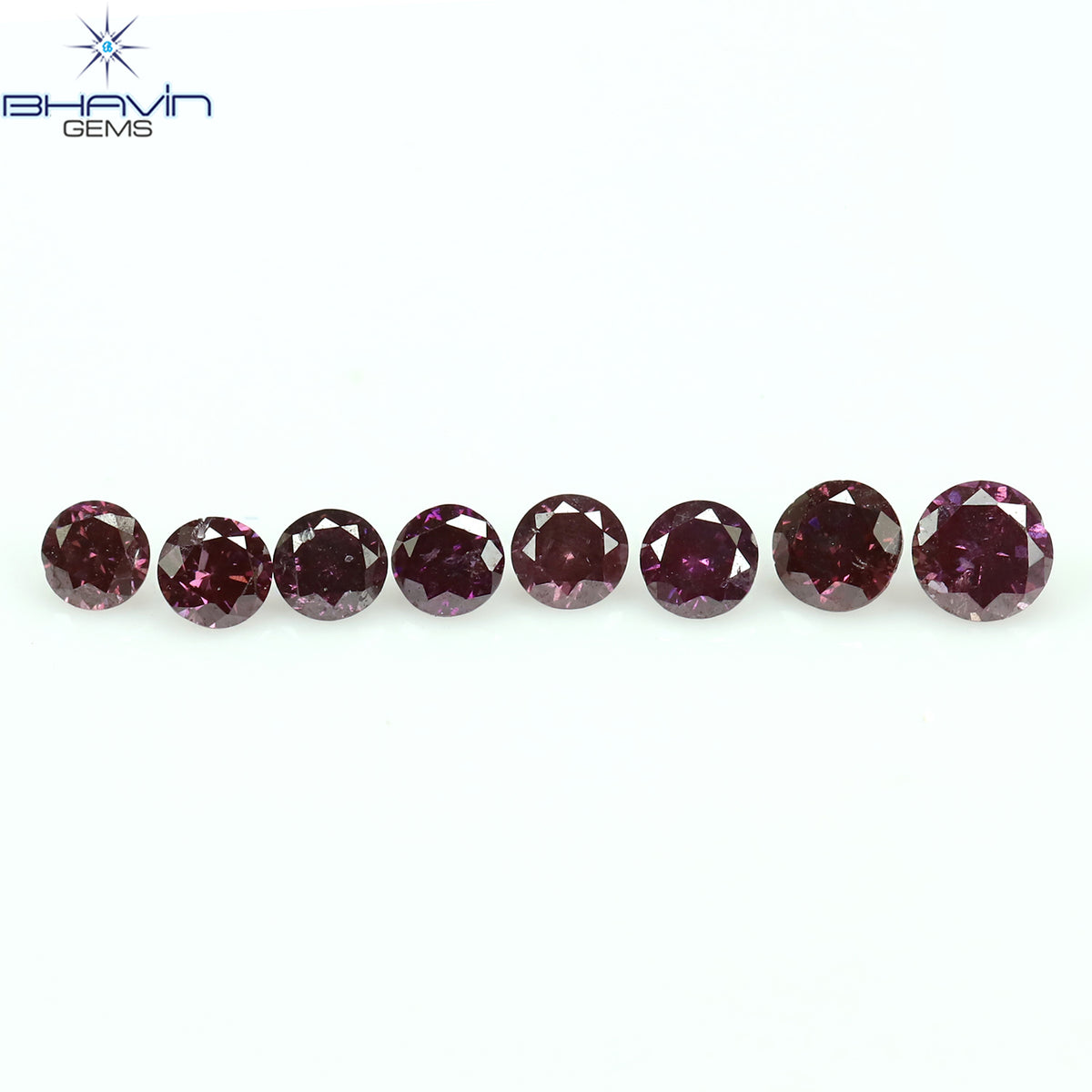 0.27 CT/8 Pcs Natural Round Diamond Enhanced Pink Color Clarity SI-I1 (2.35 MM)