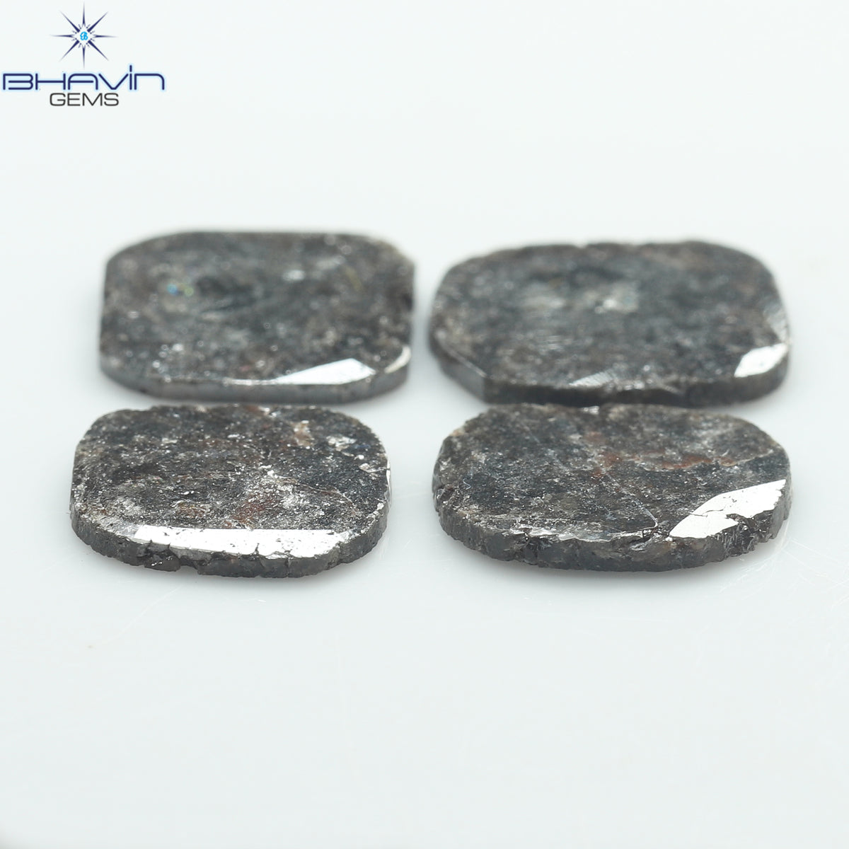5.80 CT (4 Pcs) Cushion Slice Natural Diamond Salt And Pepper Color Clarity I3 (11.04 MM)