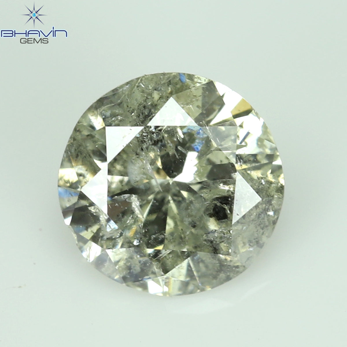 0.63 CT ラウンド シェイプ ナチュラル ルース ダイヤモンド ソルト アンド ペッパー カラー I2 クラリティ (5.55 MM)