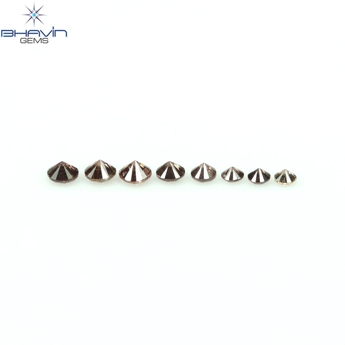 0.11 CT/8 Pcs Natural Round Diamond Enhanced Brown Pink Color Clarity I1 (1.70 MM)