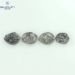 1.91 CT /4 Pcs Uncut Shape Salt And Pepper Natural Loose Diamond I3 Clarity (5.85 MM)