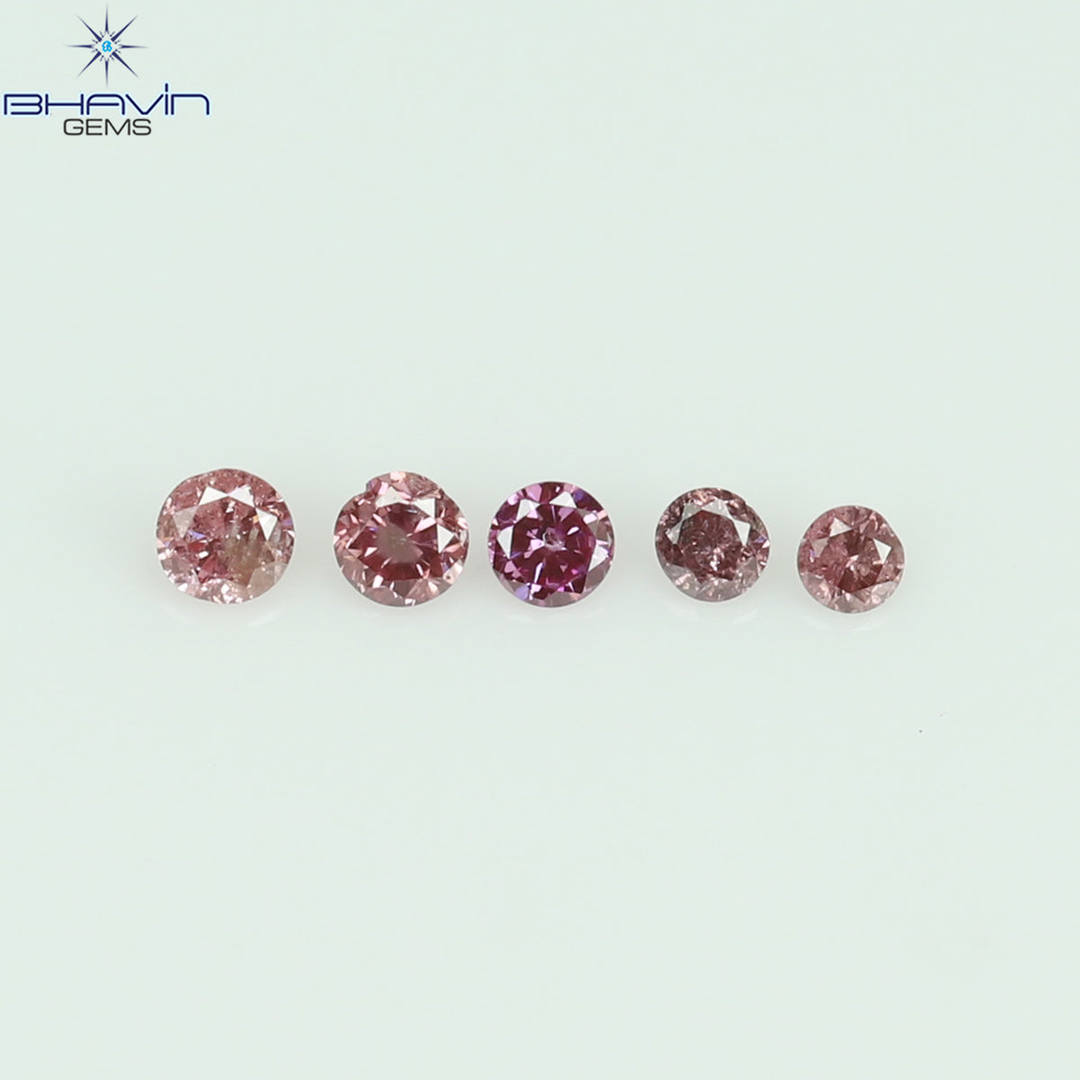 0.05 CT/5 Pcs Natural Round Diamond Enhanced Pink Color Clarity I1 (1.35 MM)