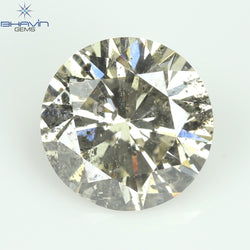 0.63 CT Round Shape Natural Loose Diamond Brown Color I1 Clarity (5.48 MM)