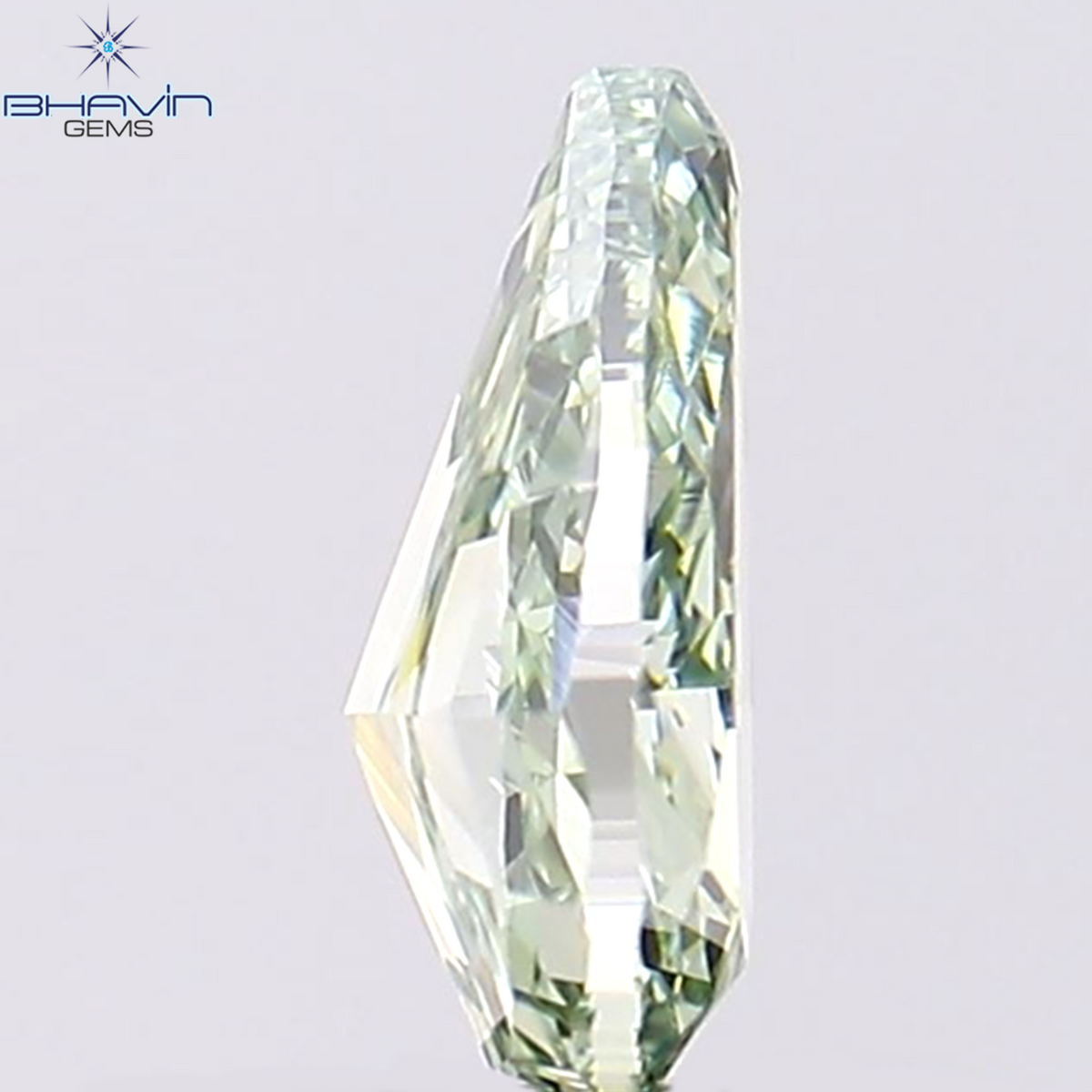 0.75 CT ペアシェイプ ナチュラル ダイヤモンド ブルーイッシュ グリーン カラー VS2 クラリティ (7.30 MM)