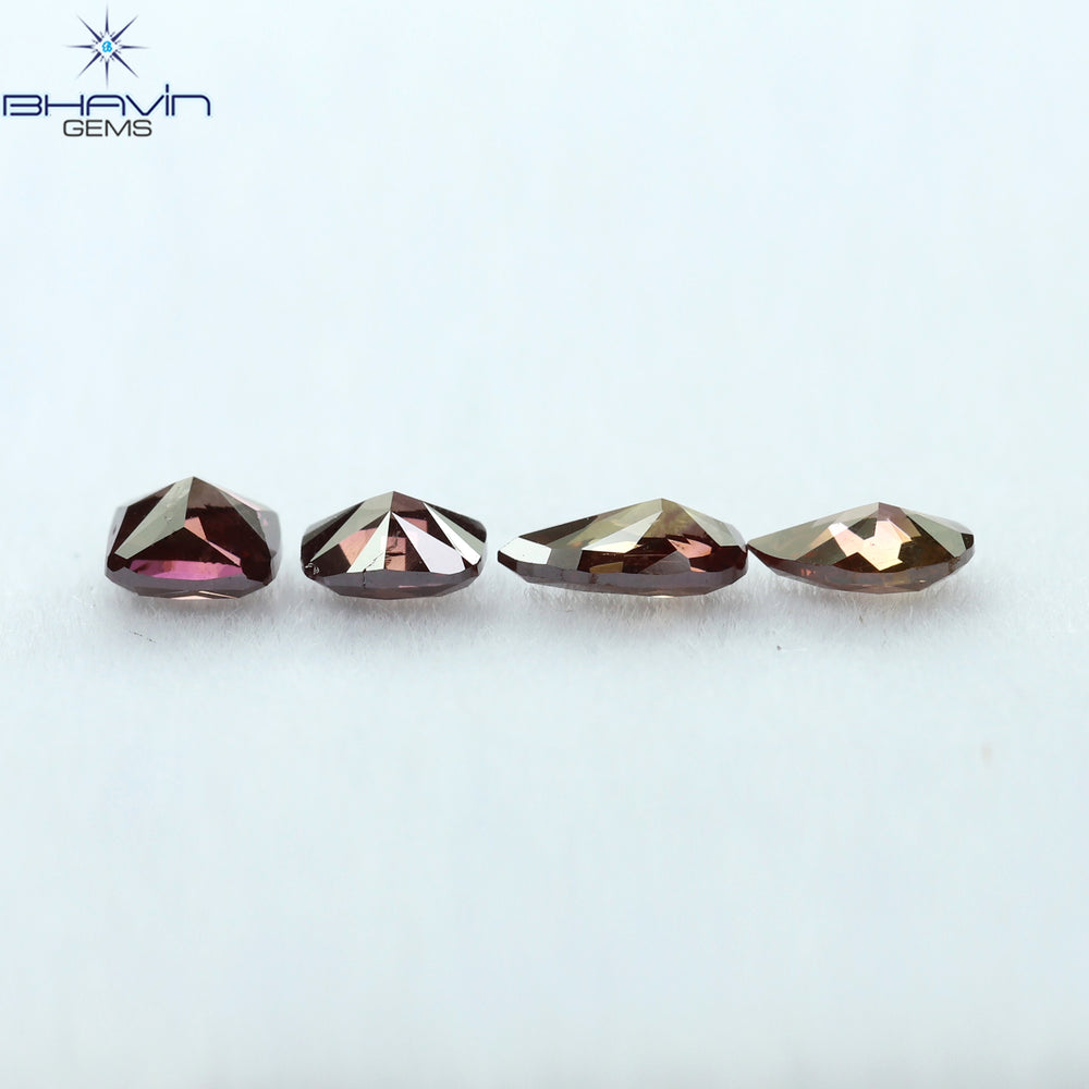 0.54 CT/4 ピース ミックス シェイプ ナチュラル ダイヤモンド ピンク カラー SI1 クラリティ (4.42 MM)