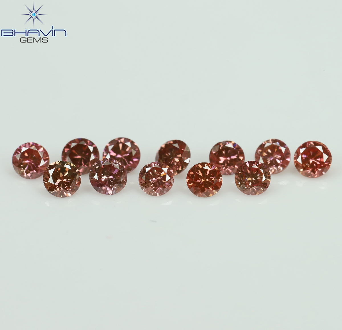 0.40 CT/12 個 ラウンド シェイプ ナチュラル ルース ダイヤモンド ピンク カラー SI クラリティ (2.15 MM)