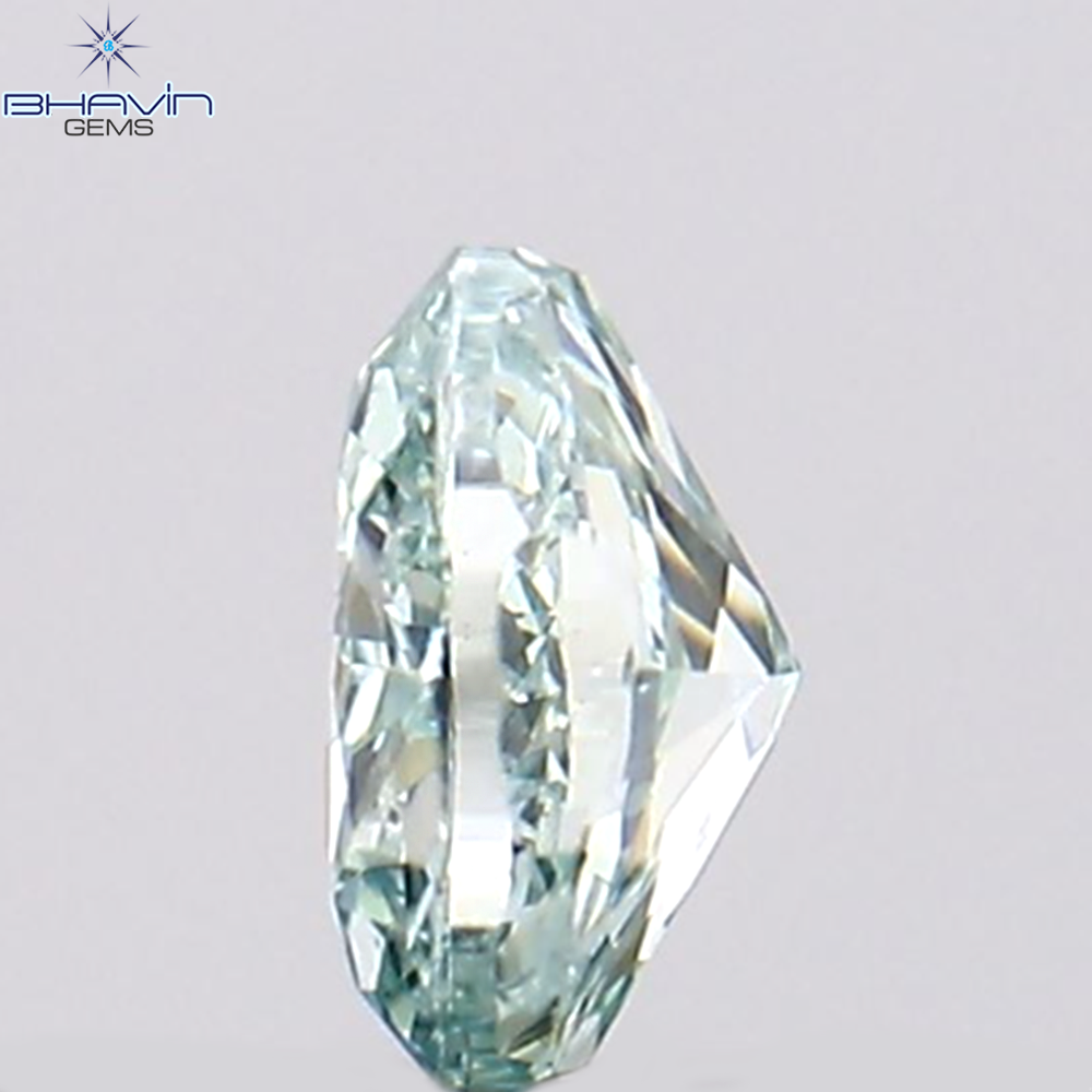 0.10 CT Natural Oval Diamond Enhanced Bluish Green Color Clarity VS1 (3.57 MM)