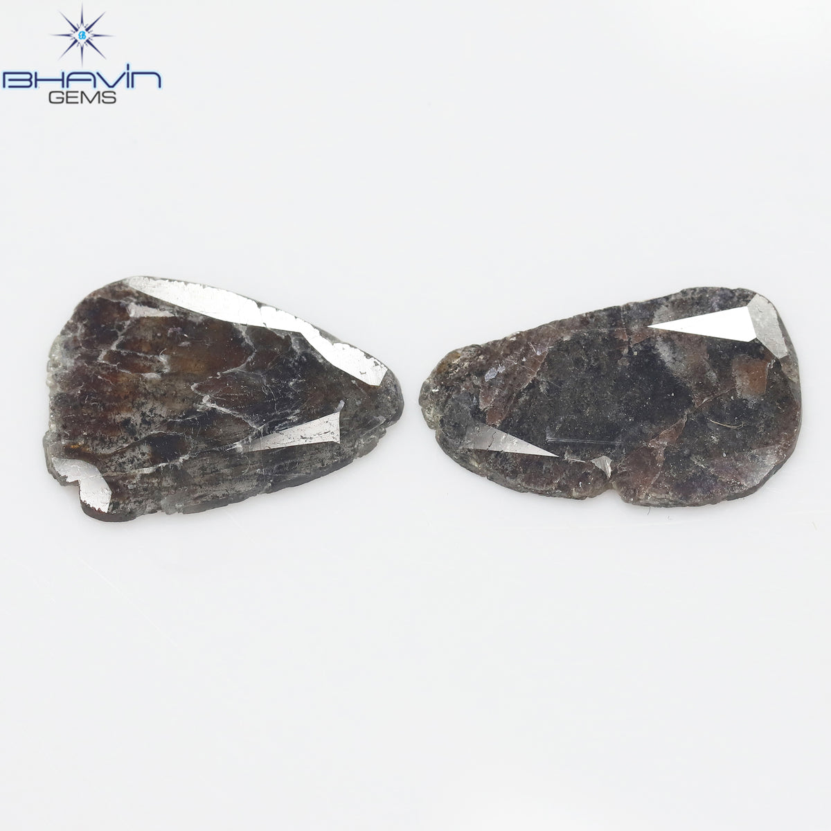 2.20 CT (2 Pcs) Slice Natural Diamond Brown Color Clarity I3 (13.00 MM)