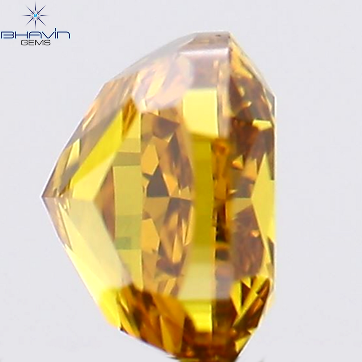 0.19 CT Natural Cushion Diamond Enhanced Orange Yellow Color Clarity VS1 (3.20 MM)