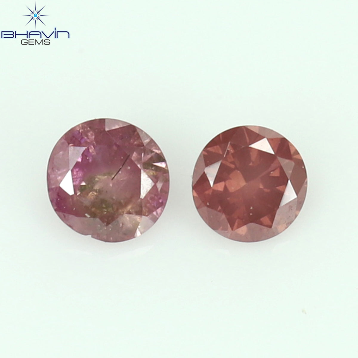 0.06 CT/2 ピース ラウンド シェイプ ナチュラル ルース ダイヤモンド ピンク カラー I3 クラリティ (1.85 MM)