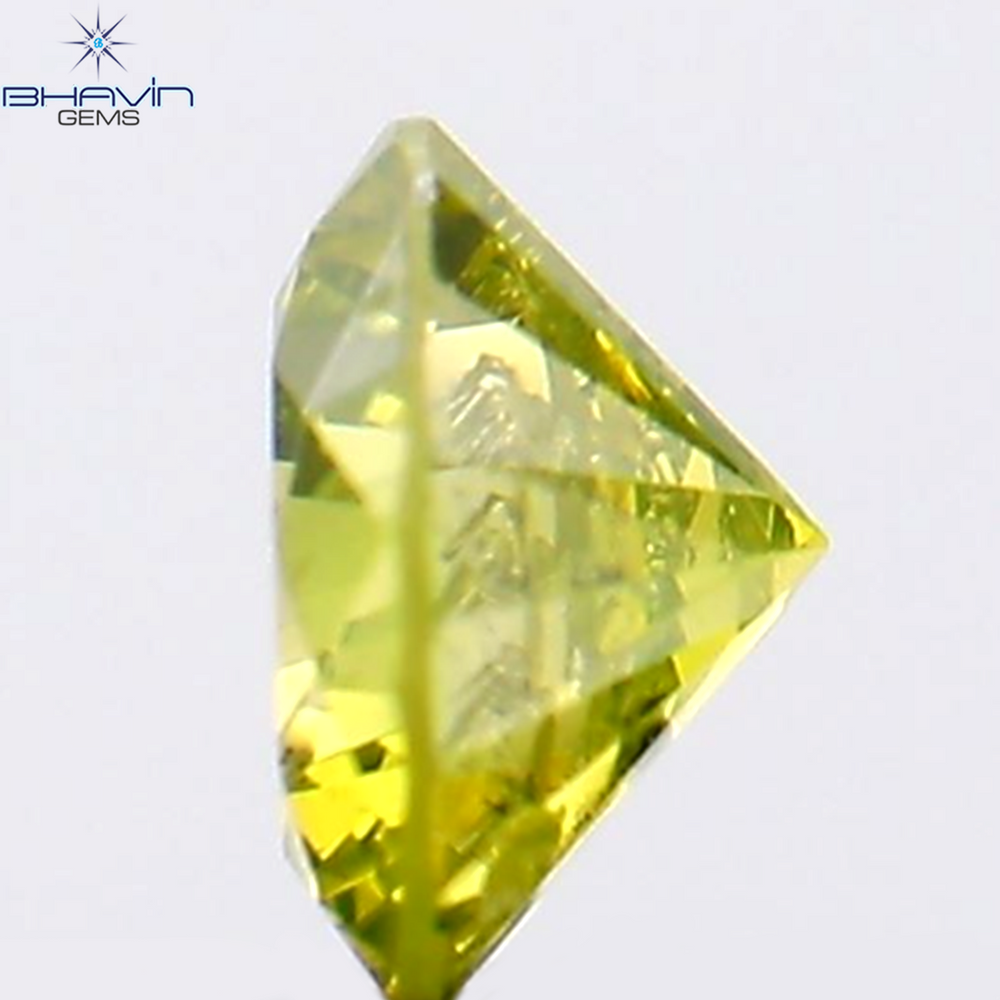 0.14 CT Round Shape Natural Diamond Green Yellow Color SI2 Clarity (3.35 MM)