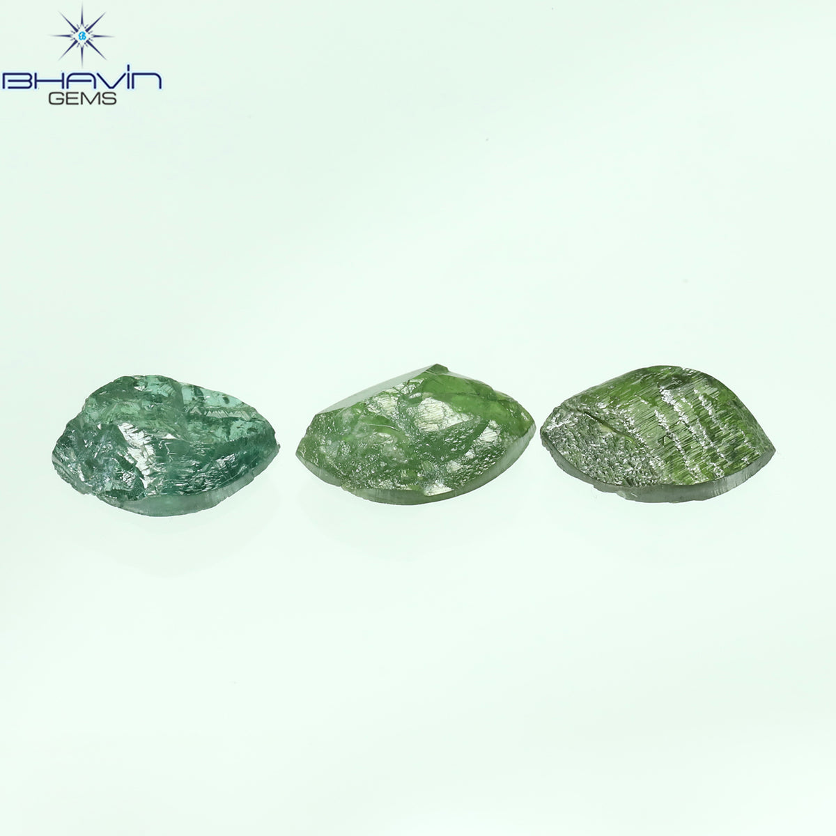 1.04 CT/3 Pcs Natural Marquise Rough Diamond Enhanced Blue Green Color Clarity I3 (6.65 MM)